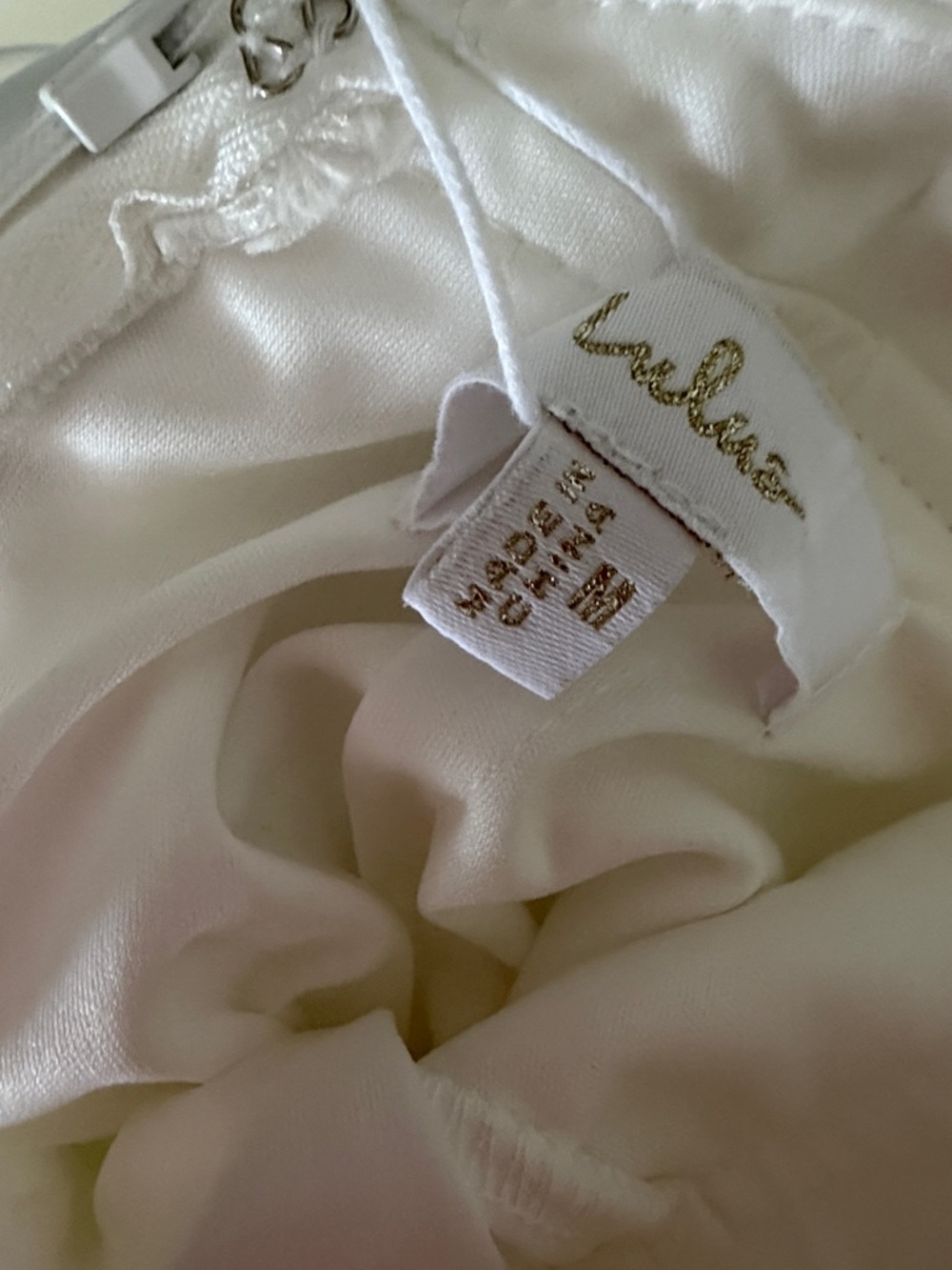 Lulu's Ivory Satin Cowl-Back Wedding Gown - Picture 9 of 10